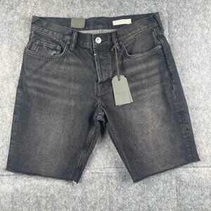 All Saints Men's Size 33 switch skinny raw hem denim washed black‎ shorts NWT